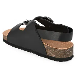 Briskers Synthetic Self Design Buckle Sandals - Black image 5