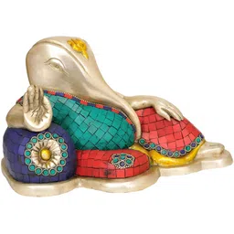 Exotic India Silver-Toned Ganesha Brass Idol Showpiece-image-46