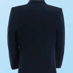 Robo Fry Cotton Woven Full Sleeves Solid Colour 4 Piece Party Suit with Bow - Navy Blue image 5