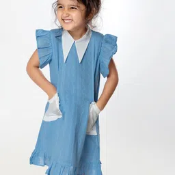 Tura Turi Girls Flutter Sleeves A-Line Dress-picture-38