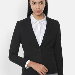 Van Heusen Woman Black Solid Single-Breasted Formal Blazer image 1