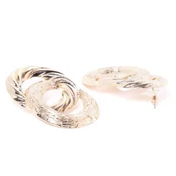 Jewels Galaxy Gold-Plated Textured Oval Drop Earrings image 2