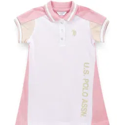 U.S. Polo Assn. Kids White & Pink Color Block Polo Dress-picture-34