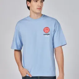 Wrangler Brunnera Blue Relaxed Fit Printed T-Shirt-image-69