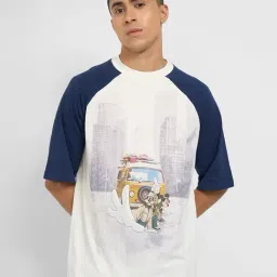 Sf Jeans By Pantaloons Off White Cotton Loose Fit Printed T-Shirts-picture-35