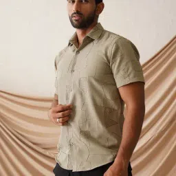 Indian Needle Brown Regular Fit Printed Shirt-image-51