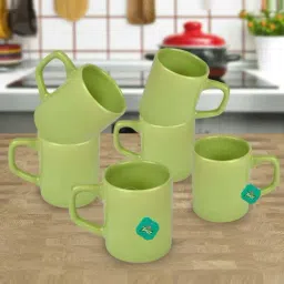 Urban Chef Parrot Green Ceramic Droite Handcrafted Microwave Safe Cup - Set of 6-image-62