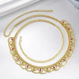 Peora Combo of Golden Necklace Set with Waist Belt for Women image 5