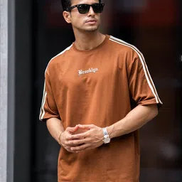 Maniac Men Typography Printed Round Neck Cotton Oversized T-shirt image 4