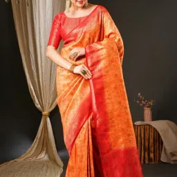 Saree Mall Orange Silk Woven Saree With Unstitched Blouse-picture-27