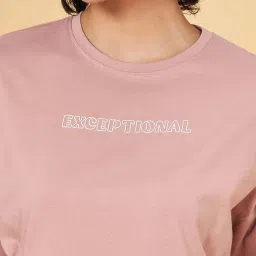 Ajile by Pantaloons Pink Cotton Printed Crop Top image 5