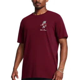 Under Armour Red Cotton Regular Fit Printed Sports T-Shirt-picture-20