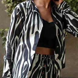 Sol Studio Printed Shoulder Straps Pure Cotton Top & Trousers With Shirt image 3