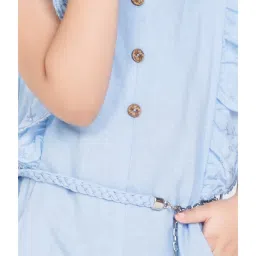 Peppermint Kids Light Blue Solid Jumpsuit image 5