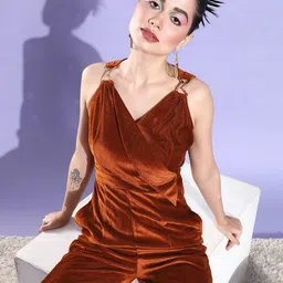 Miss Chase V-Neck Party Buckled Basic Jumpsuit-image-36