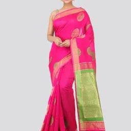 Pinkloom Pink Cotton Silk Printed Saree With Blouse-picture-36
