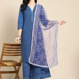 Saadgi Blue Embroidered Dupatta-image-55
