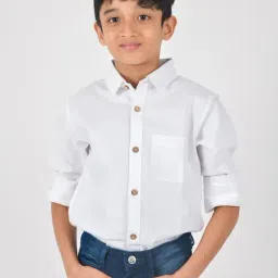 Tales & Stories Kids White Cotton Regular Fit Full Sleeves Shirt-picture-13