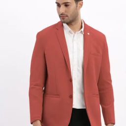 SHOWOFFFF Pink Cotton Solid Slim Fit Blazer-picture-18