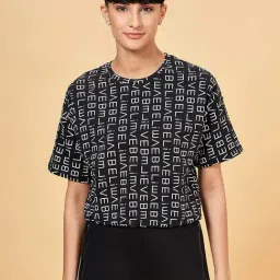 Ajile by Pantaloons Black Cotton Printed Sports T-Shirt-picture-39