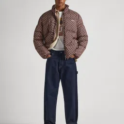 Pepe Jeans Trail Brown Regular Fit Printed High Neck Puffer Jacket image 5