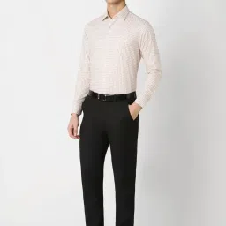 Van Heusen Cream Cotton Slim Fit Checks Shirt image 5
