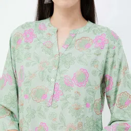 Melange by Lifestyle Mint Green Printed A Line Short Kurti image 5