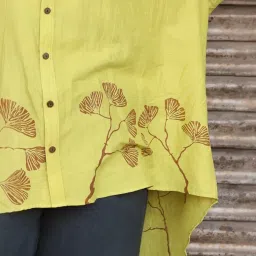 quirkybae Quirky Bae Lime Green Cotton Printed Shirt image 5