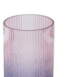 Pure Home and Living Purple & Pink Glass Ribbed Straight Vase image 5