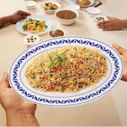 Larah by Borosil Jazzblue Fluted White Opalware 33 Pieces Dinner Set image 5