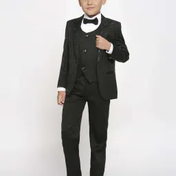 Kids Island Boys Green & White Embroidery Full Sleeves Suit Set image 5