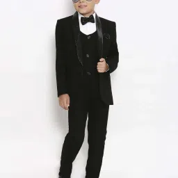 Kids Island Boys Black & White Solid Full Sleeves Suit Set image 5