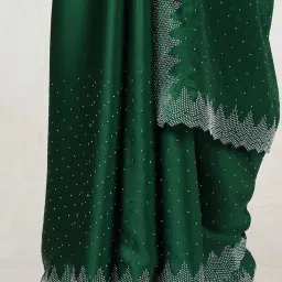 Soch Green Satin Embellished Saree with Unstitched Blouse image 5