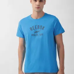 Reebok Blue Slim Fit Printed Sports T-Shirt-image-70