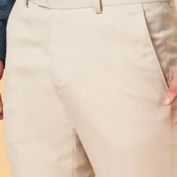 Peregrine By Pantaloons Vanilla Cream Slim Fit Trousers image 5