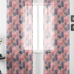 Urban Space Pink & Grey Polyester Printed Sheer Door Curtain - Set of 2-picture-26