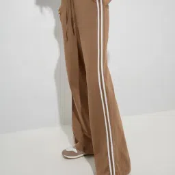 studiofit women Studiofit by Westside Brown Striped Mid-Rise Cotton Track Pants-picture-31