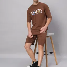 Griffel Brown Cotton Loose Fit Printed Co-Ord Set image 5