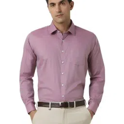 Van Heusen Pink Cotton Slim fit Solid Shirt-picture-21