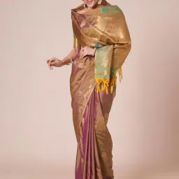 Saree Mall Purple Silk Self Saree with Blouse Piece-picture-36
