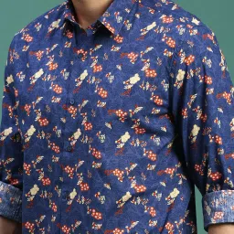 showoffff Showoff Blue Cotton Slim Fit Floral Shirts image 5
