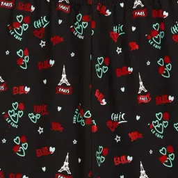 Elle Kids Black Cotton Printed Leggings image 3