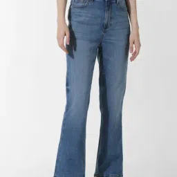 Only Light Blue Cotton Flared Fit High Rise Jeans-picture-30