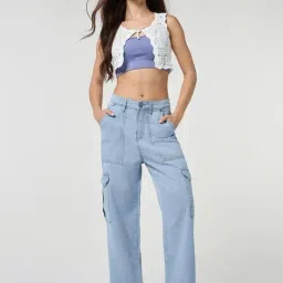 Bewakoof Blue Cotton Solid Jeans image 4