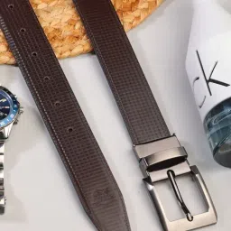 ZEVORA Black & Brown Textured Leather Casual Belt-picture-38