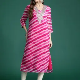 Indo Era Pink Embellished Straight Kurta-picture-27