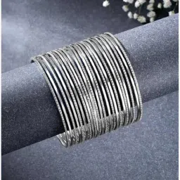 Peora Silver Plated Oxidized Bangles Set for Women-picture-44