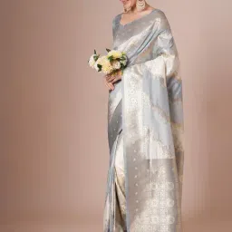 Saree Mall Grey Silk Self Saree with Blouse Piece-picture-25