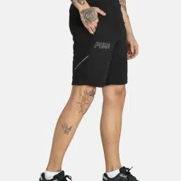 Puma Black Cotton Printed Regular Fit Shorts image 4