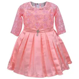 Wish Karo Kids Peach Embroidery Frock-picture-18